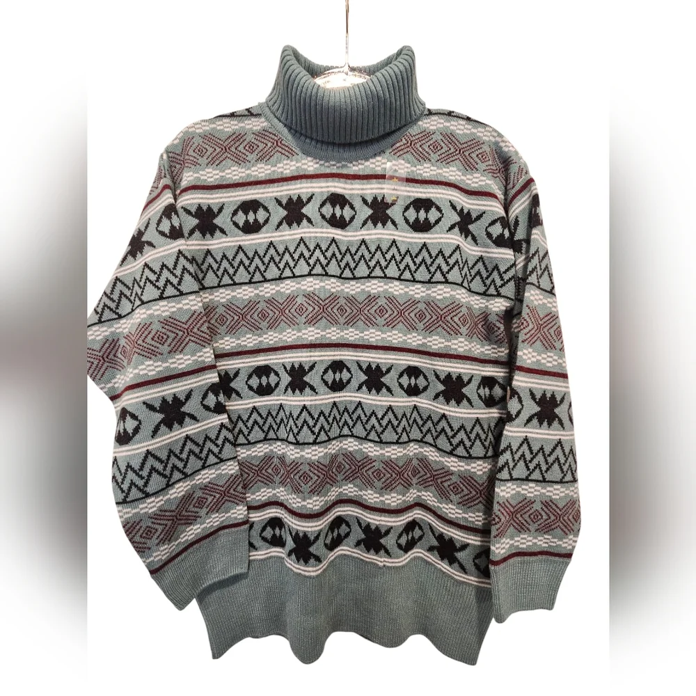 Myra NWT knit turtle neck western sweater womans size L aztec western warm cozy